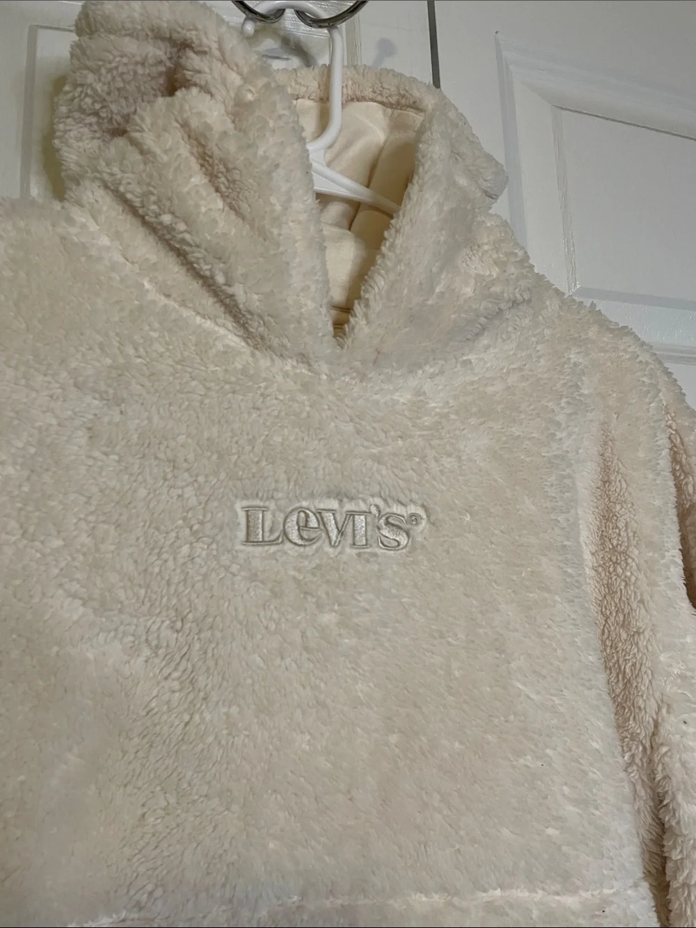Levi's Sherpa Pullover Hoodie Girls L Cream